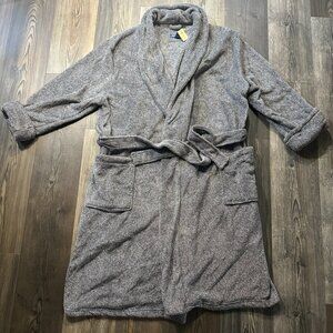 Tommy Bahama Mens Plush Robe L/XL Pockets Gray Island Sleepwear Marlin Comfort